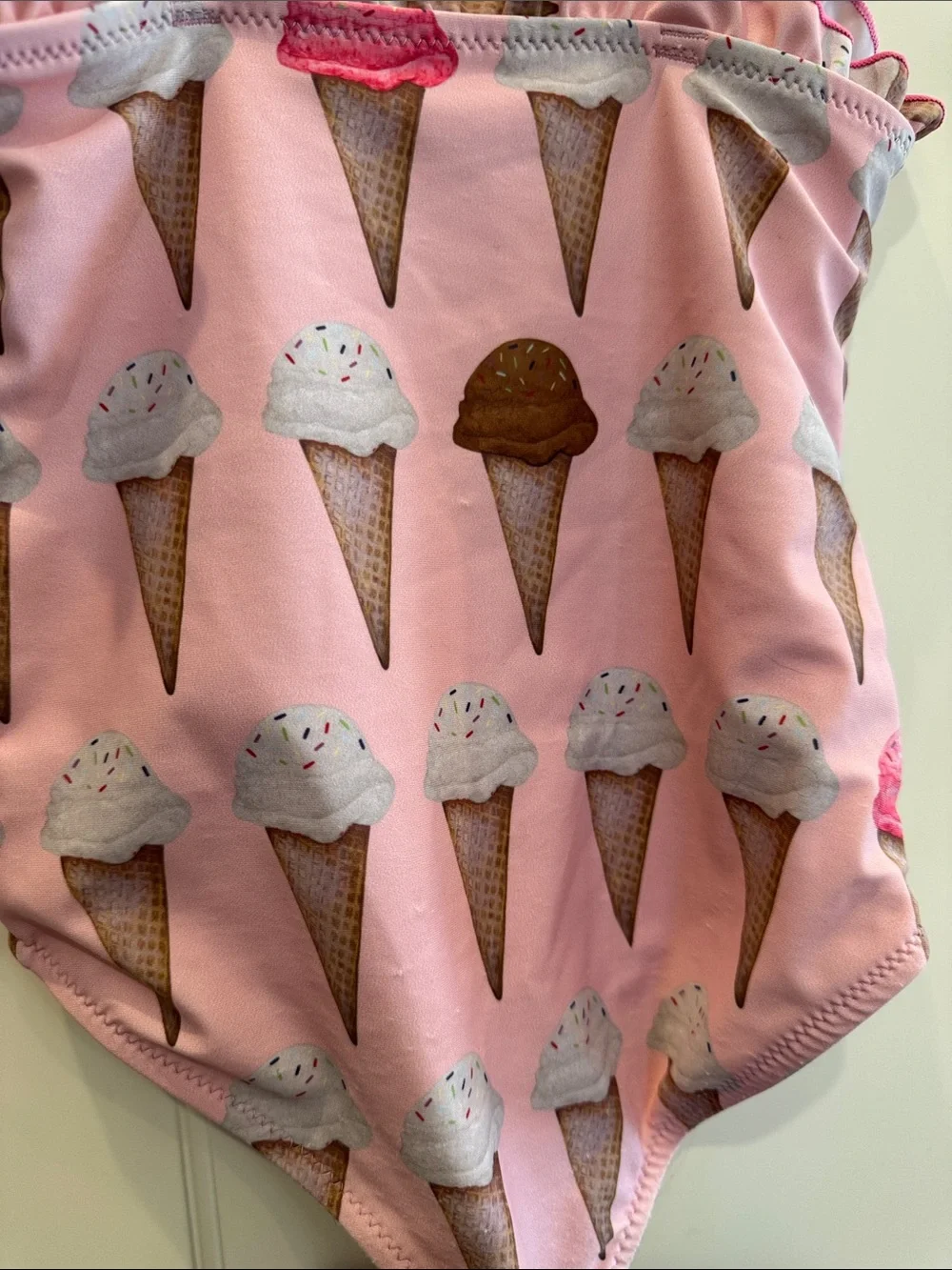 Pink Chicken Claire Swimsuit Size 5 Pink Ice Cream Print Ruffle Straps